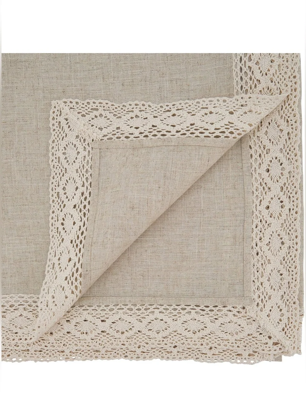 Square Beige With Lace Tablecloth
